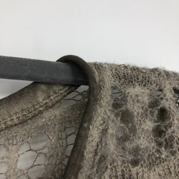 NWOT made in italy Taupe Sheer Eyelet Knit 1/2 Sleeve Oversized drape sweater - Picture 11 of 15